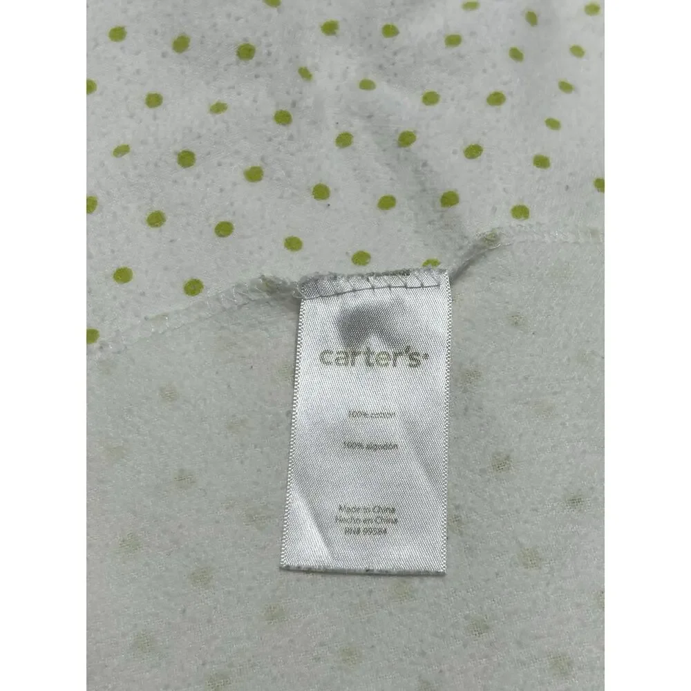 Carter's Green White Polka Dots Baby Receiving Blanket Flannel Cotton